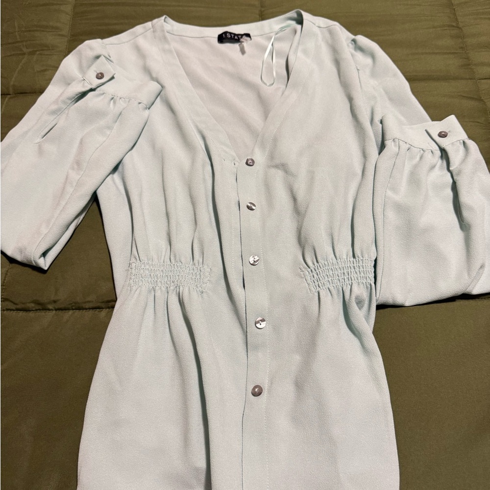 Elegant State  Light Green Button-Up top